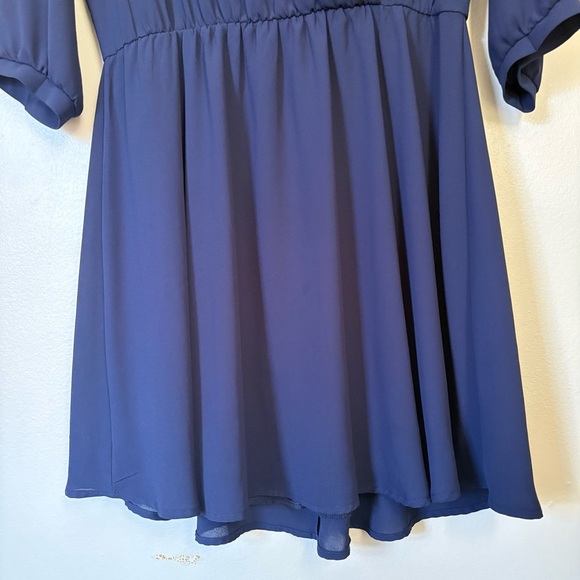 Lush Kendall Blue Faux Wrap Mini Dress Size Medium - Picture 9 of 13